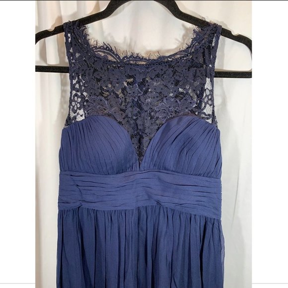 NWT Aidan Mattox Embellished Lace & Silk Chiffon Gown Twilight Blue [ SZ 6‎ ] - Picture 7 of 15